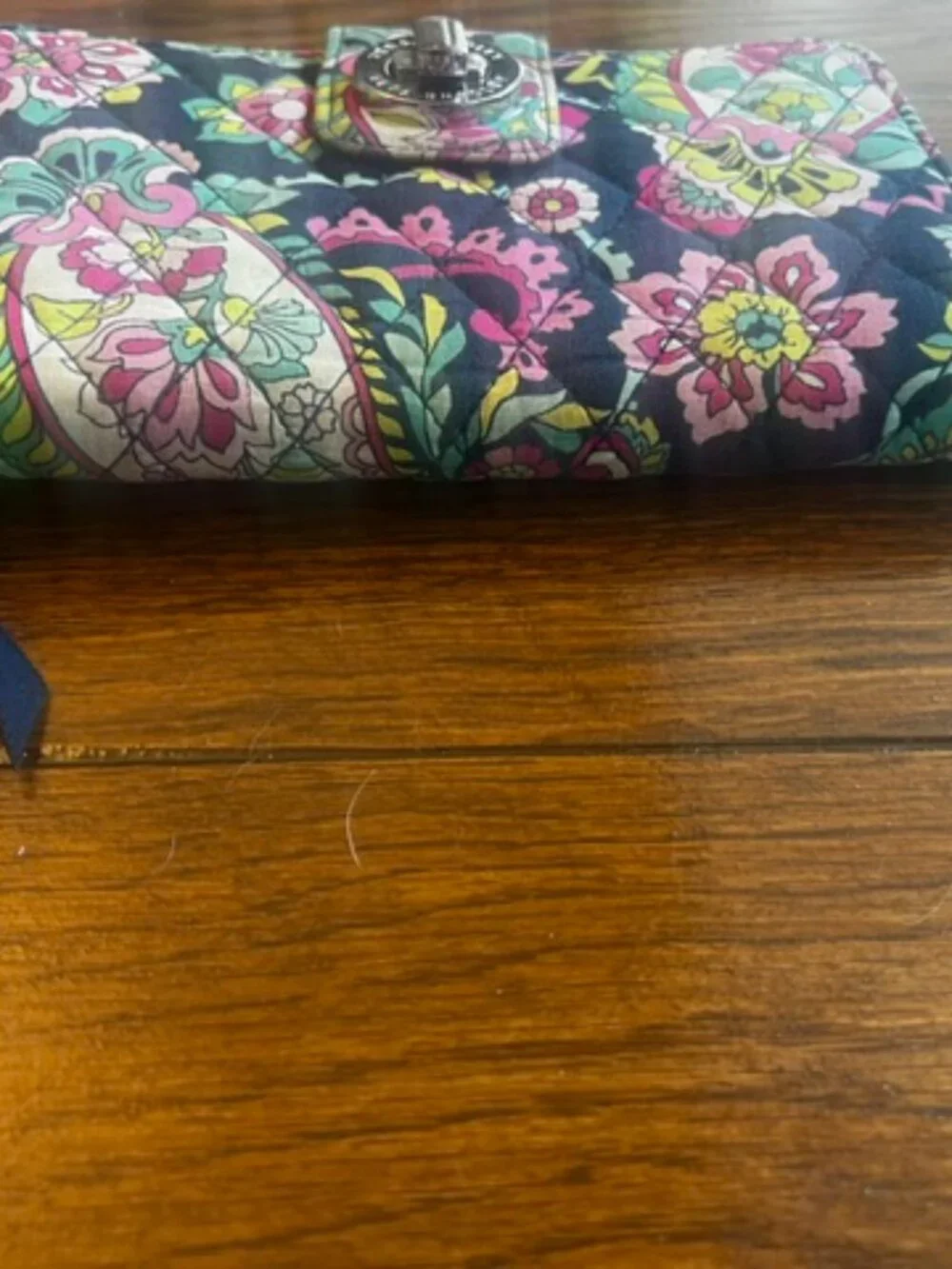 Vera Bradley Zip around wallet, Large, Blue/Pink paisley floral. Clean, Ex Con!